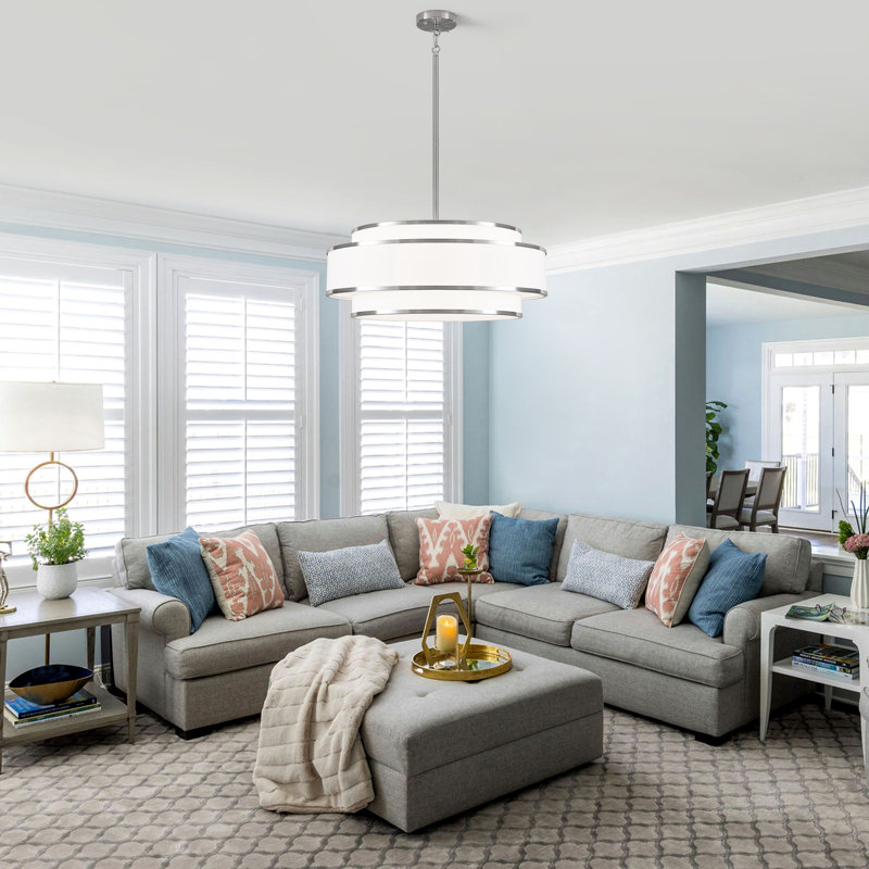 23.78" Modern 5-light Dimmable Drum Chandelier, Nickel