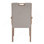 Ensemble de 2 chaises de salle à manger rembourrées avec accoudoirs, tissu beige et structure en bois d'hévéa naturel