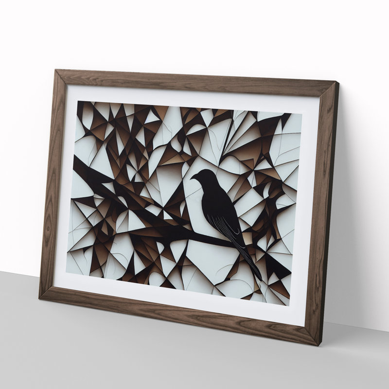 Awesome Abstract Bird - Framed Print, 25cm H x 34cm W x 2cm D, Walnut