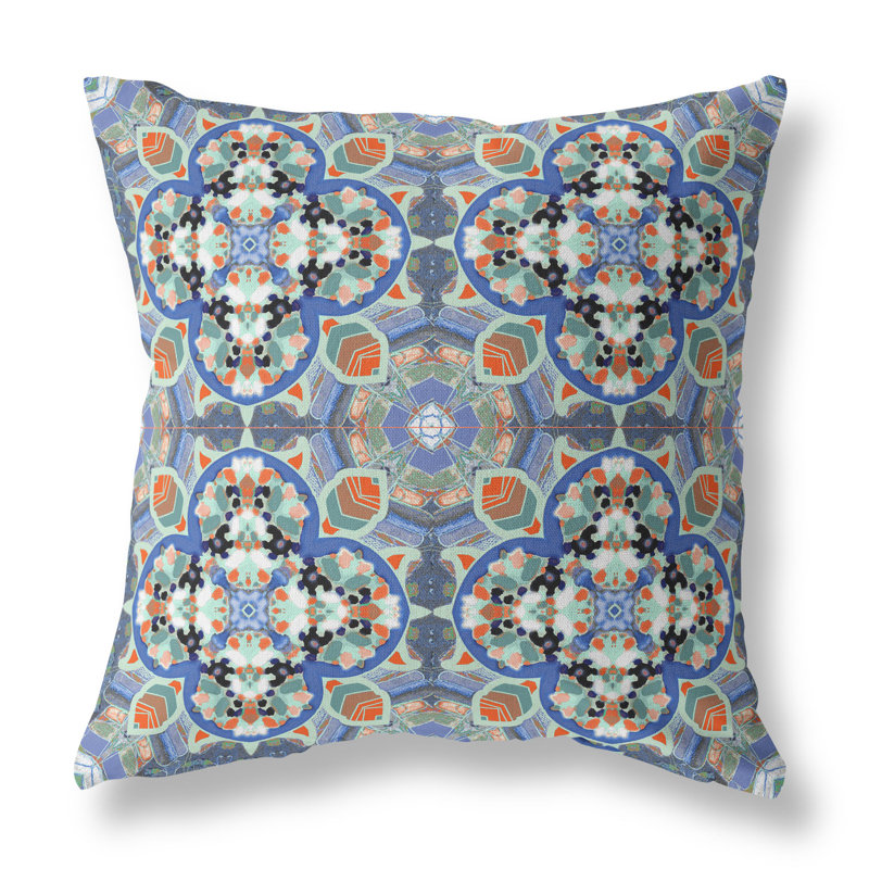 Housse de coussin carré et insert, 18" x 18", Bleu/orange