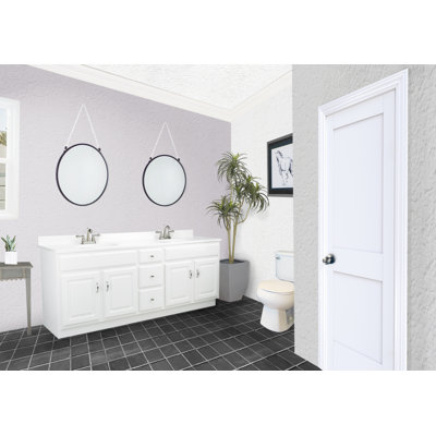Concord 72 Inch Bathroom Vanity, Ready to Assemble, Solid Wood, White