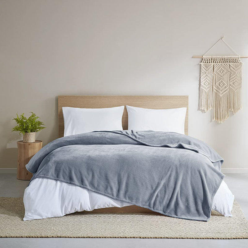 Couverture chauffante en peluche, Simple, Bleu