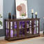Vitrine antique en cerisier avec tablettes réglables et lumières DEL