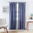 Mini Check Tabtop Light Filtering Deep Blue/White Curtain Panel Pair (Set of 2)-75050678