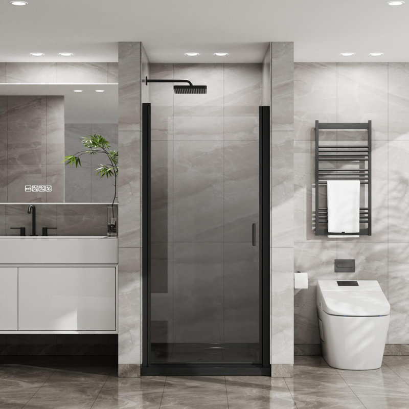 34"W x 72"H Pivoting Shower Door, Black
