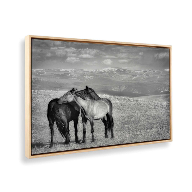 Équitation, reproduction sur toile, Cadre américain en érable flottant, H 32,75 po x l 48,75 po x P 1,75 po