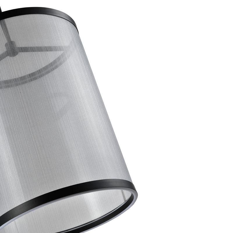 Cora - Luminaire suspendu DEL intégré - Finition noire - Abat-jour argenté, H 68,3 po x l 17,7 po x P 17,7 po