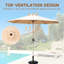 Parasol d'extérieur 9 pi - Résistant, imperméable, de construction, pour le jardin, la terrasse, la cour, la piscine (protection beige, poteau et nervures,