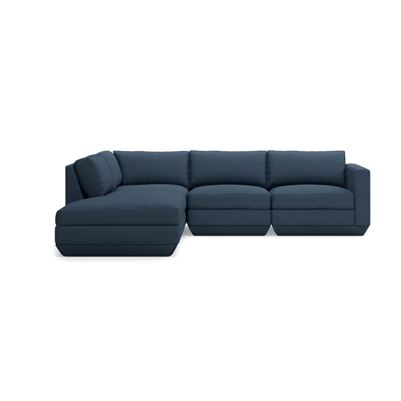 Podium Modular 4-Piece Lounge Sectional A, Hanson Navy, Left Hand Facing