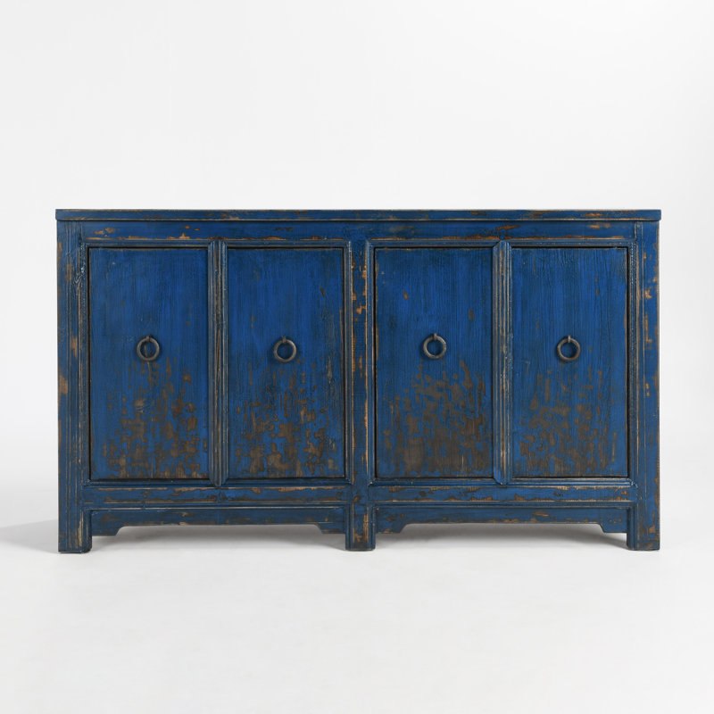 Buffet en bois de pin récupéré Amherst, Bleu royal