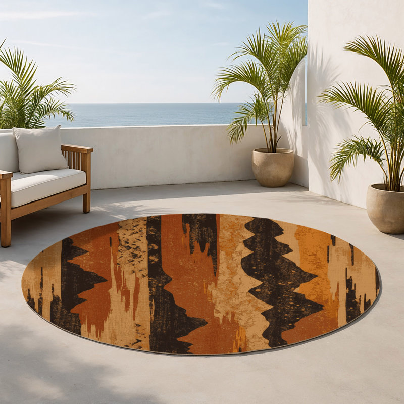 Tapis intérieur et extérieur Sagebrush Shadows, Rond 5 pi