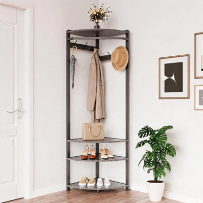 Portemanteau avec banc de rangement, portemanteau d'entrée avec tablette, portemanteau d'angle avec 6 crochets doubles, porte-manteaux en bois pour chapeaux et chaussures