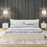 Queen Size Upholstered Bed Frame With Curved Headboard, No Box Spring Required