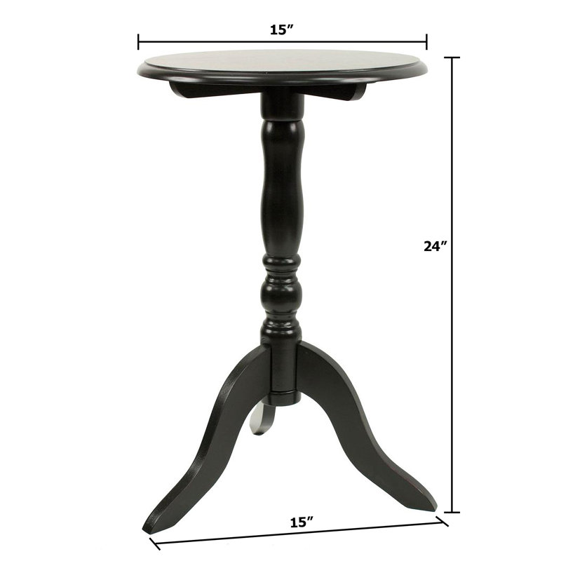 24 Round Pedestal Accent End Table, Black
