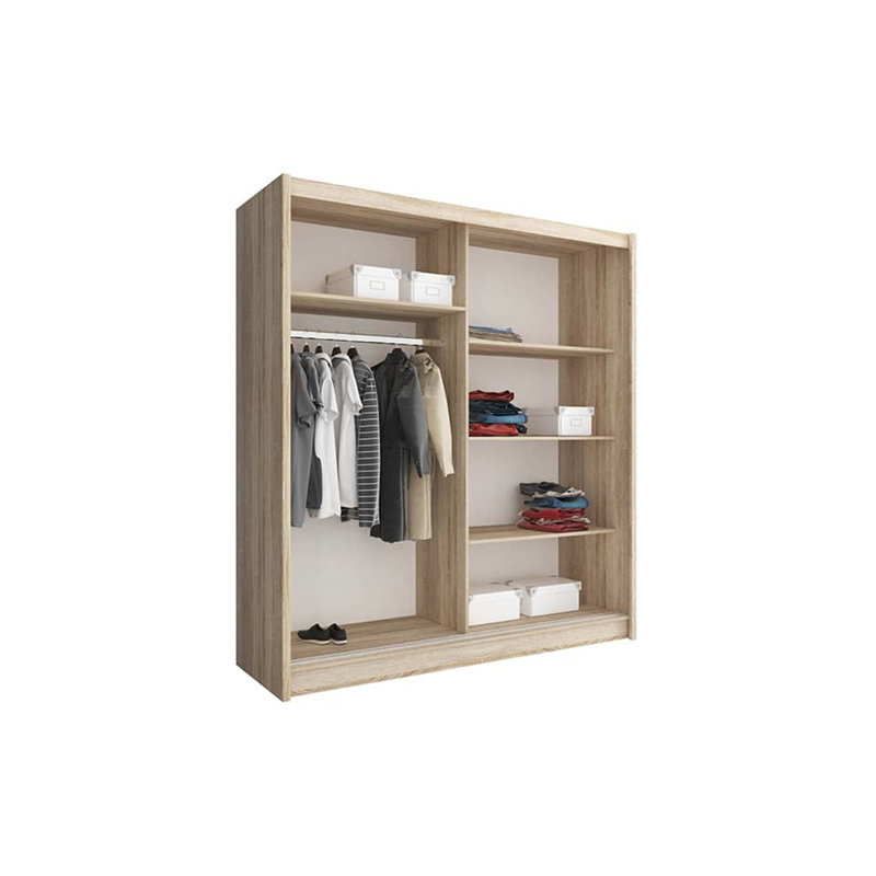 Damiean 2 Door Solid + Manufactured Wood Wardrobe, White