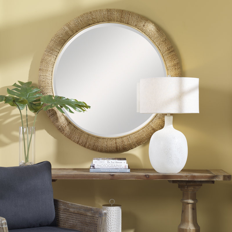 Mellonia Rattan Round Wall Mirror, Natural