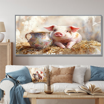 «Milk and Pig Portrait At The Farm I», reproduction sur toile encadrée