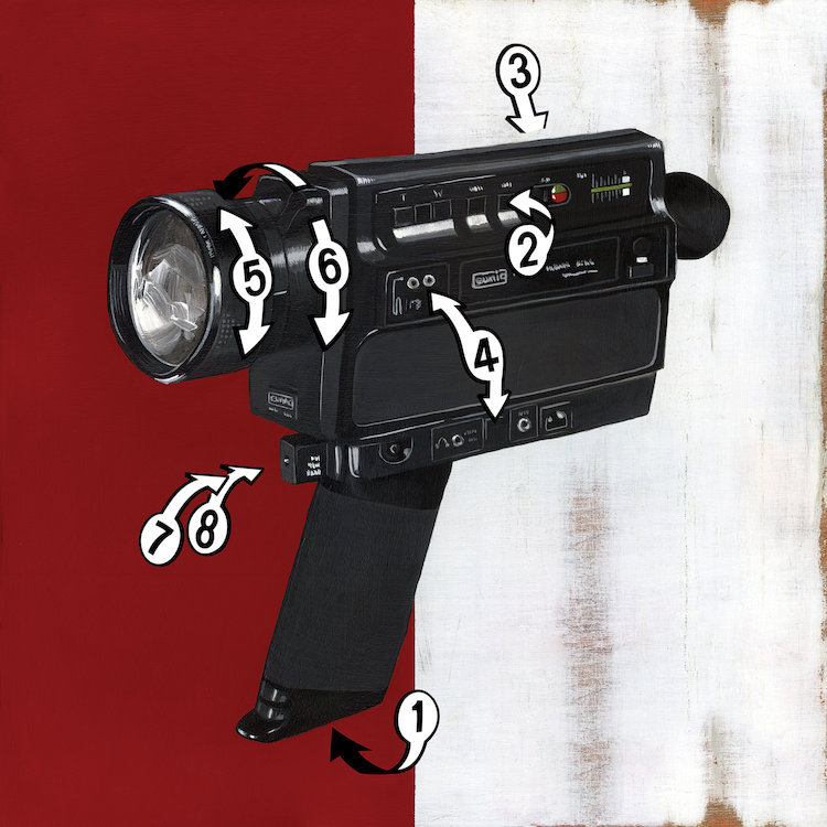 « super 8 », impression sur toile tendue, H 12 po x l 12 po x P 0,75 po
