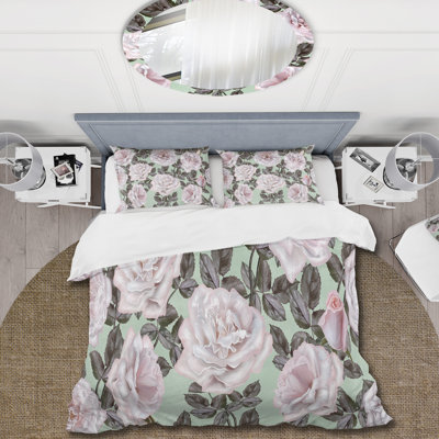 Ensemble de housse de couette en microfibre rose / gris / vert