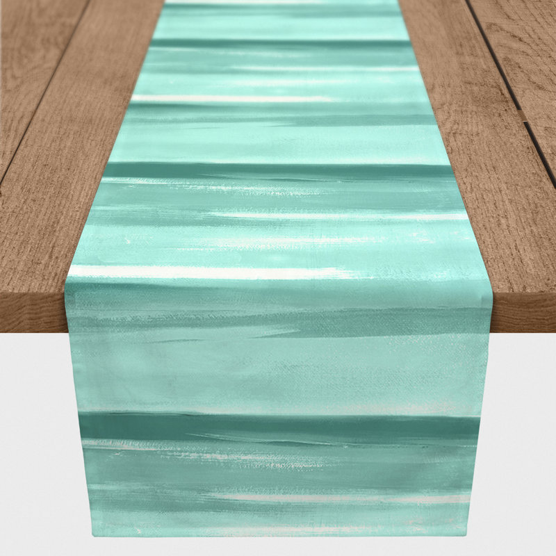 Chemin de table à rayures Neville, L 72 po x l 16 po, Bleu sarcelle, Rayé 1