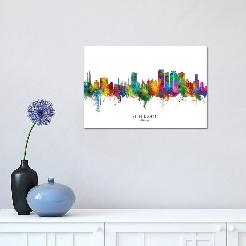 Birmingham Alabama Skyline City Name by Michael Tompsett - 1 Piece Wall Art on Canvas, 30.48cm H x 45.72cm W x 1.91cm D