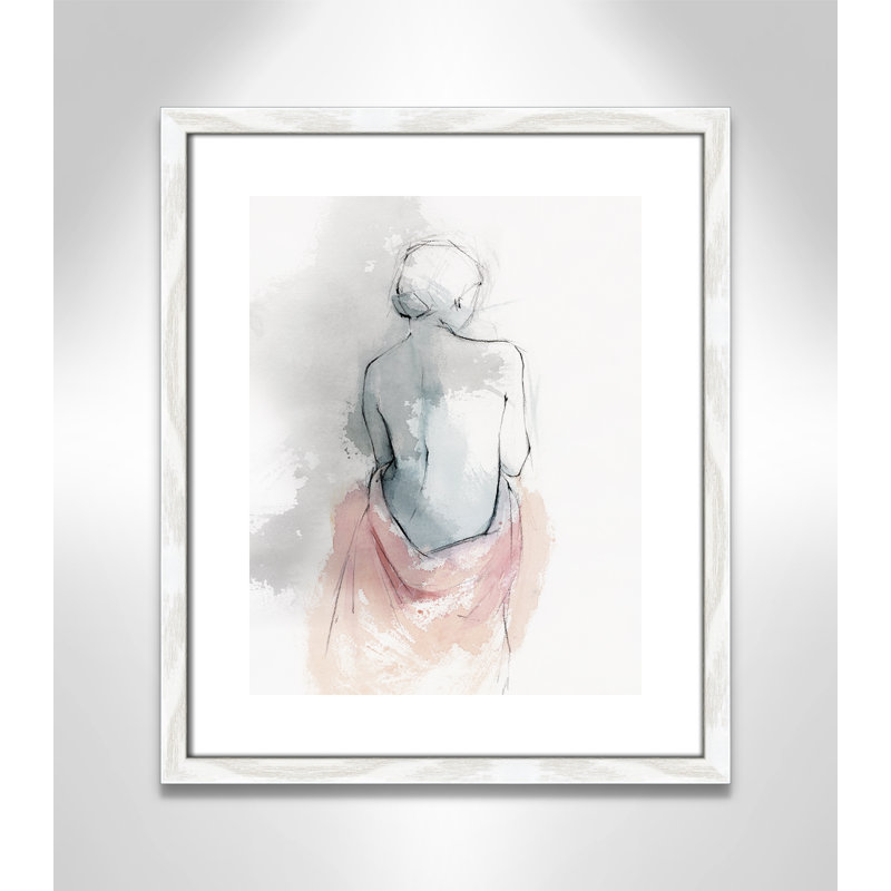 «Pastel Woman I» par Isabelle 7, reproduction d'art, H 19 po x l 16 po x P 0,75 po, Papier avec cadre en bois blanc
