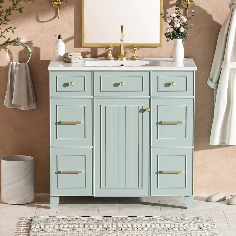 Meuble-lavabo sur pied 36 po avec lavabo en céramique