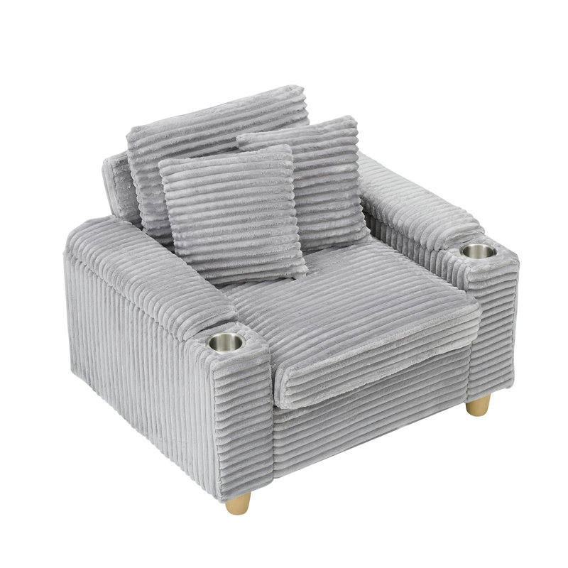 40.8" Corduroy Upholstered Sofa, Gray