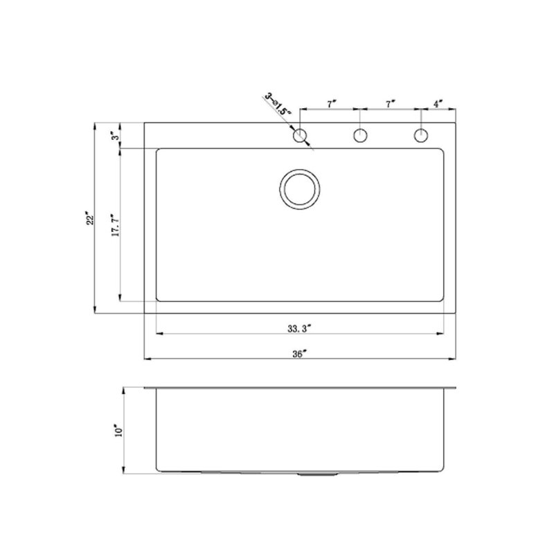 36'' L Single Bowl Stainless Steel Kitchen Sink