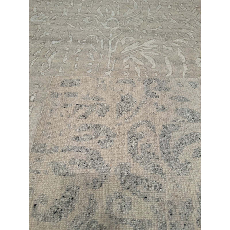 Original Hand Knotted Traditional Pattern Gray Wool Rug