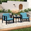 Ensemble de patio d'extérieur pour deux personnes en teck Junco avec coussins et table d'appoint-2002045960-2002045966