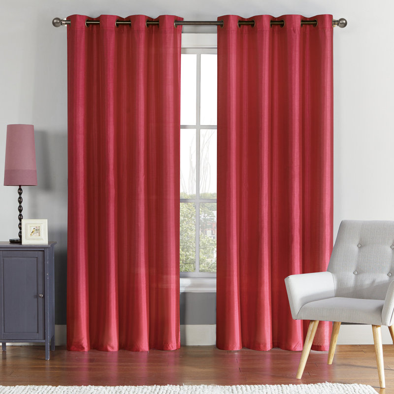Preston Faux Silk Curtain Panel, Silver, 52" W x 90" H