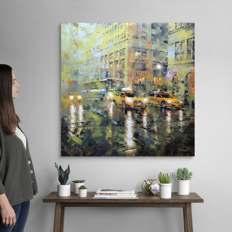 «Manhattan orange and green» par Mark Lague, reproduction d'art sur toile, Toile tendue, H 36 po x l 36 po x P 1,25 po