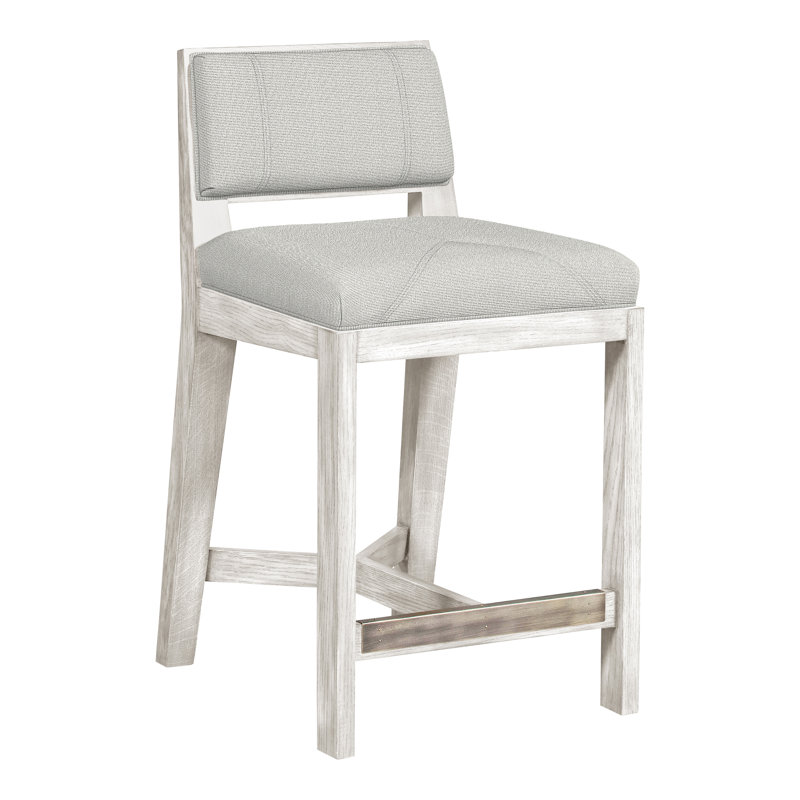 Thom Filicia Solid Wood 26.5" Counter Stool, Casa Blanca, Callaloo Cotton