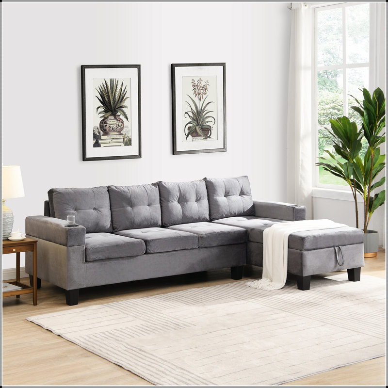 Ensemble de canapé modulaire luxueux avec méridienne réversible et revêtement durable, parfait pour les intérieurs modernes et traditionnels.