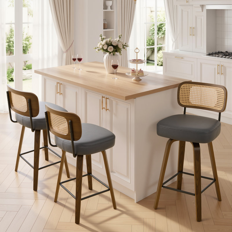 Tabouret de bar et de comptoir pivotant Adianey, Brun, Gris, Tabouret de comptoir (siège d'une hauteur de 26 p