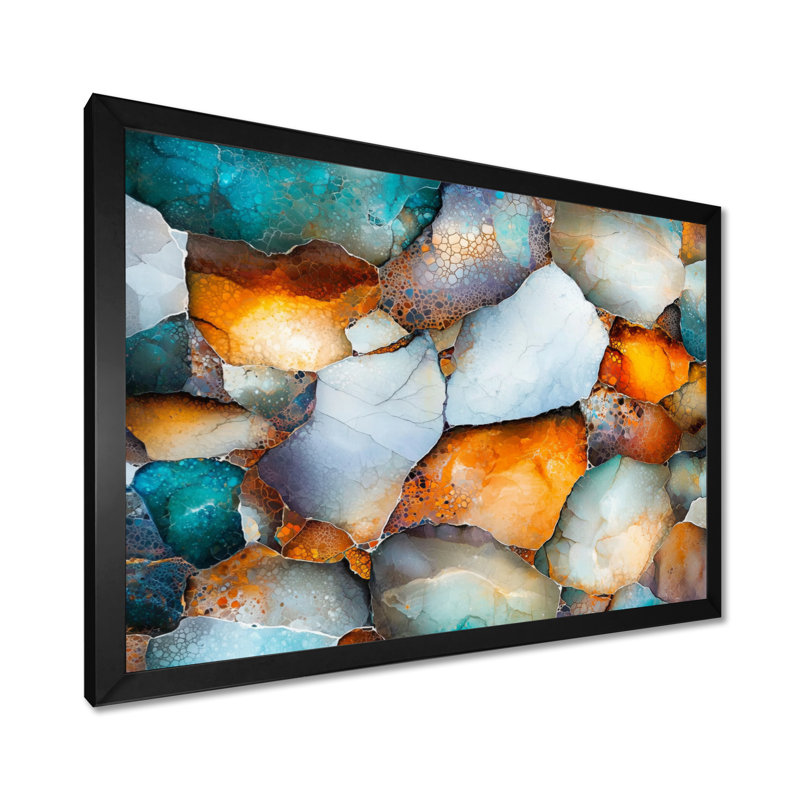 Mosaïque de marbre, art mural II, H 12 po x l 20 po, Reproduction encadrée d'une seule photo sans pass, Noir