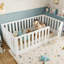 Lit grand format avec clôture haute pour enfants, lit Montessori pour enfants en bois massif avec porte, profil bas et conception sans sommier, blanc-1743900716-1743900718