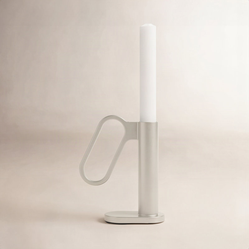 Who Goes There? Candlestick, Putty, 5" H x 4" W 