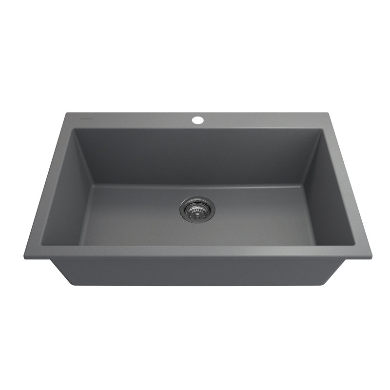 Campino 33'' L Single Basin Kitchen Sink, Concrete Gray