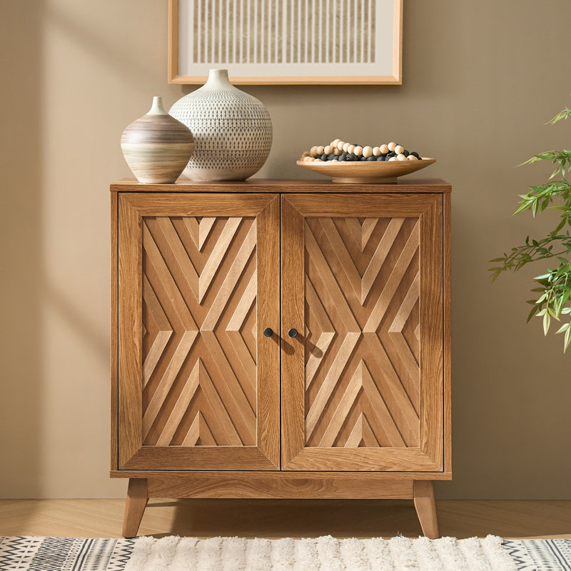 Lekiesha  Transitional 30"Tall 2 Door Accent Cabinet with Solid Wood Legs, Walnut