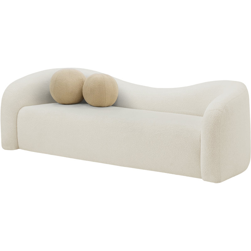 Canapé rembourré 86 po Kali, Tissu crème en fausse peau de mouton