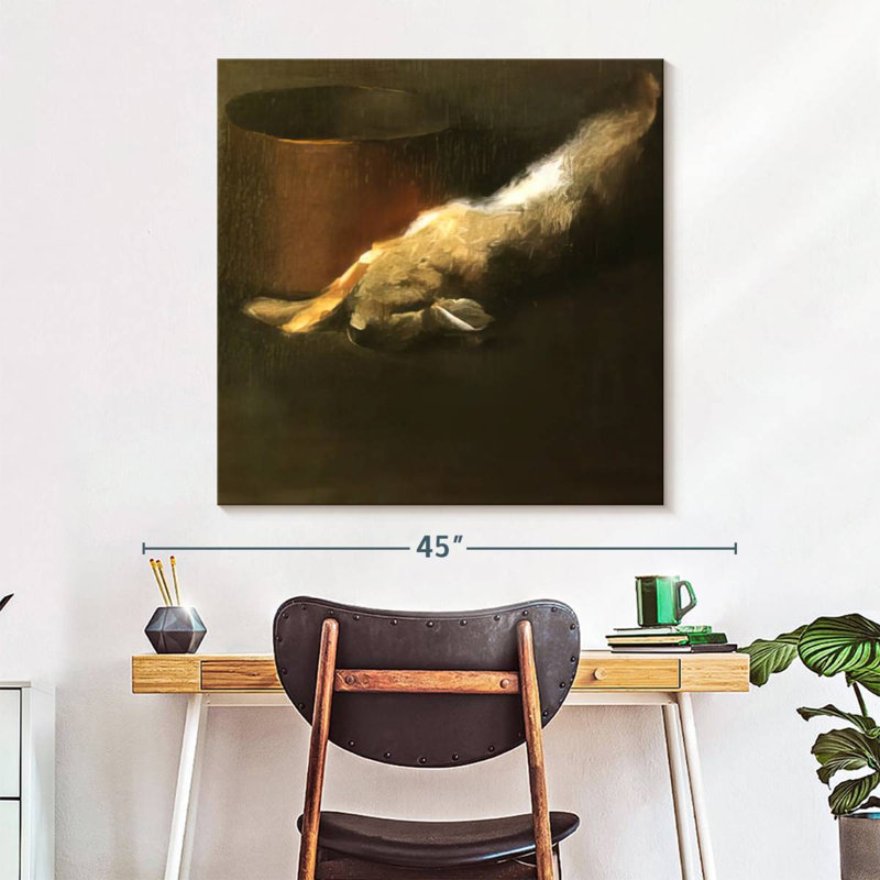 Lapin mort avec pot de cuivre, 33" H x 33" W