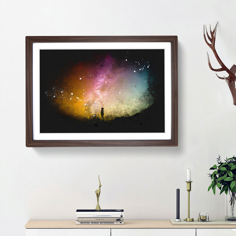 Looking up at the Stars - Picture Frame Graphic Art Print, 62cm H x 87cm W x 2cm D, Walnut Framed