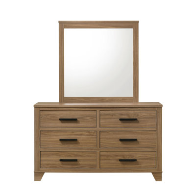 Commode avec miroir et six tiroirs noir