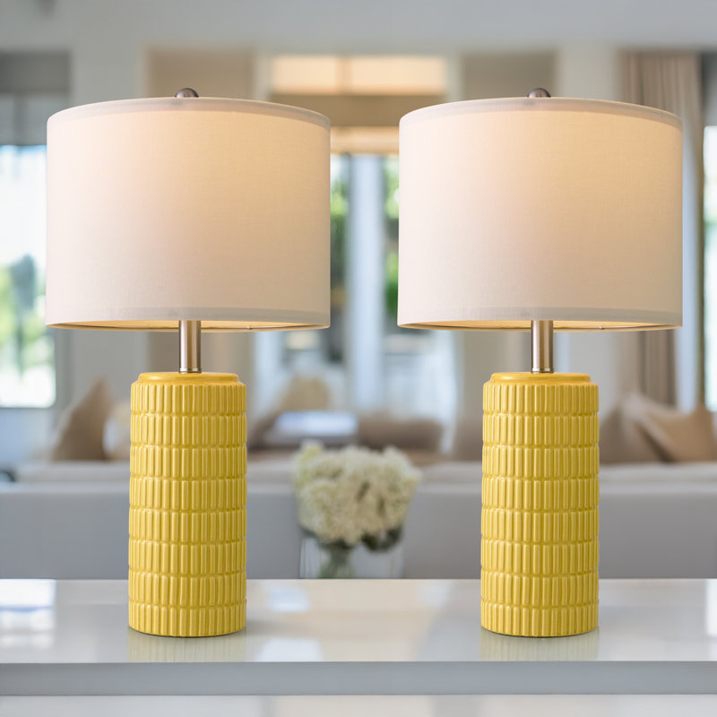 23 "modern Minimalist Yellow Ceramic Table Lamp,suitable For Rooms,bedrooms,bedside Tables,desks