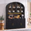 Grandes armoires de rangement avec éclairage DEL, vaisselier de style champêtre en bois MDF pour la cuisine