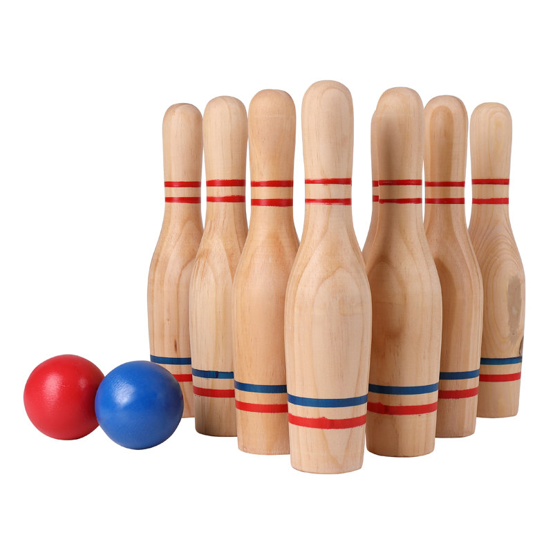 Sterling Games Solid Wood Bowling with Carrying Case