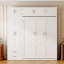 Grand lit escamotable mural avec armoire supérieure, tablettes et garde-robe, lit pliant peu encombrant, blanc