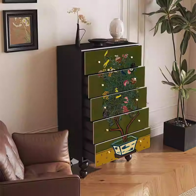 Grande armoire de rangement avec tiroirs en bois massif